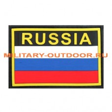 Патч Флаг России с надписью Russia 80x53мм Black PVC